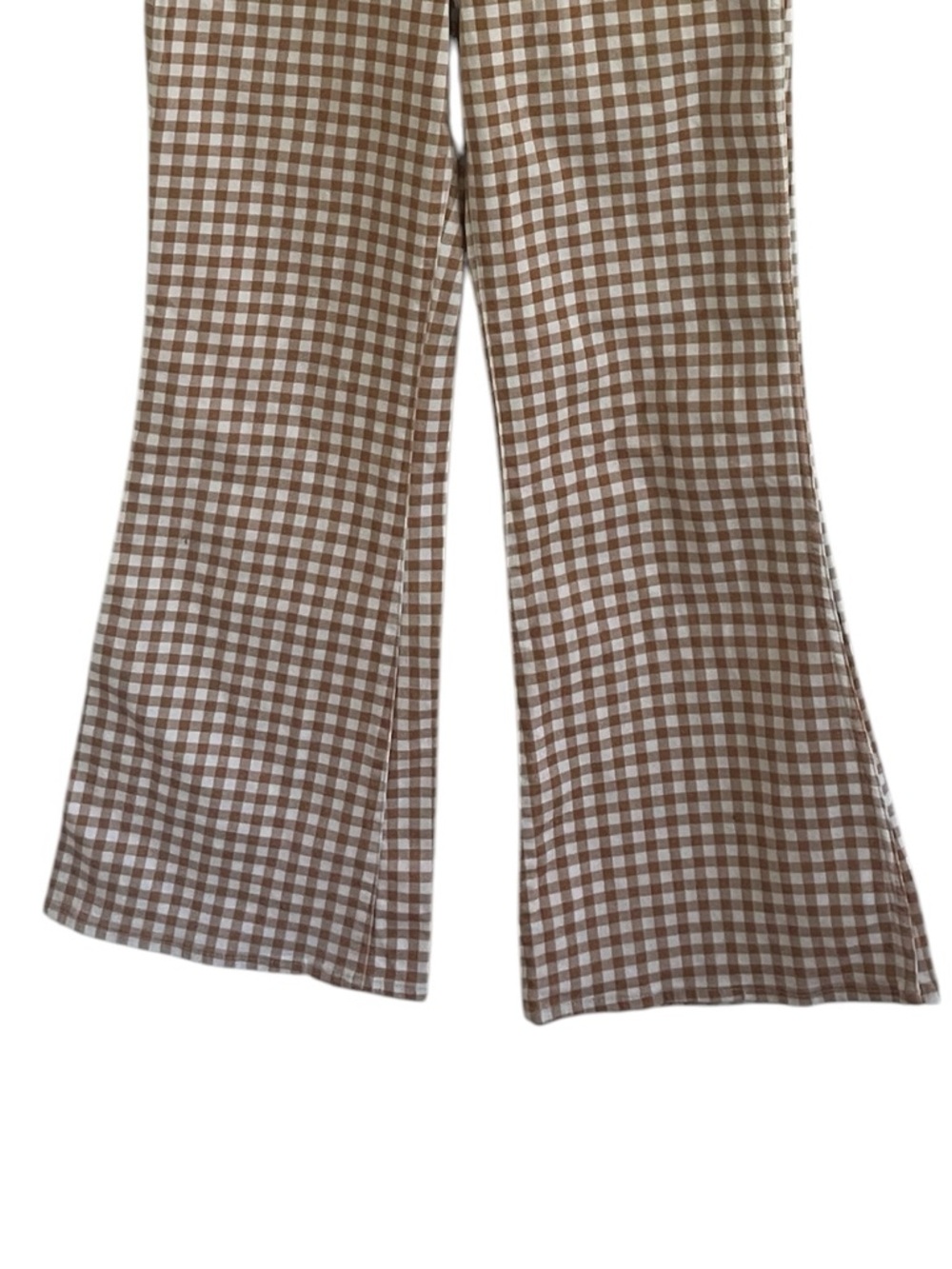 Wrangler Wanderer 622  Tan Gingham Check High Rise Flare Jeans 32 x 32 - Picture 4 of 12